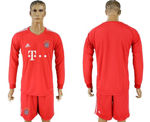 Bayern Munchen Blank Red Goalkeeper Long Sleeves Soccer Club Jersey - Click Image to Close